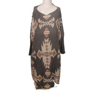 Powder River Outfitters Small knit rabbit fur geometric southwestern dress
